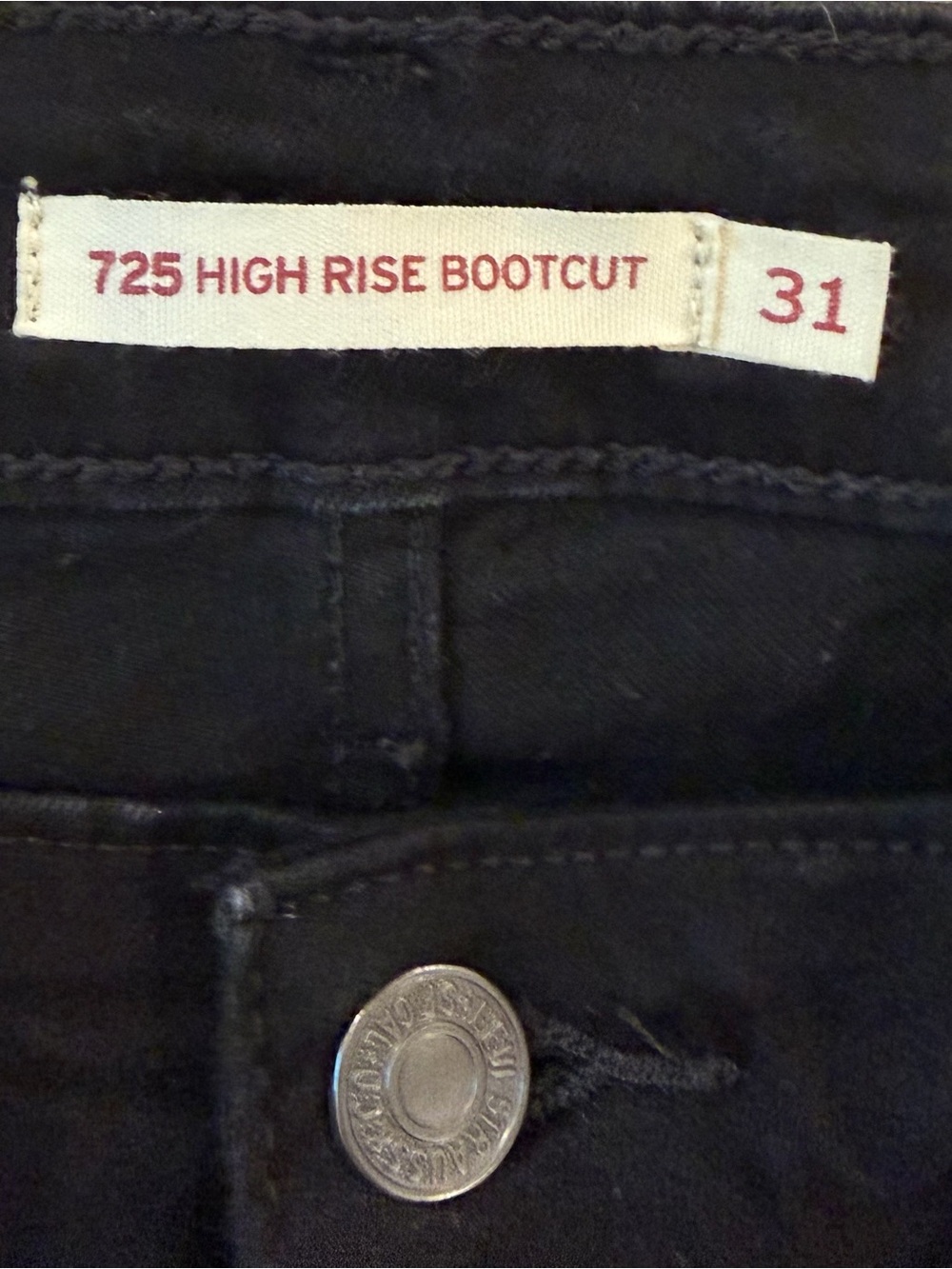 Levi’s 725 High Rise Bootcut Black Jeans Women’s 31 Stretch Flare Denim - Picture 4 of 7